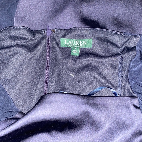 NEW Lauren Ralph Lauren Navy off shoulder satin sheath dress size 6 - Picture 13 of 16